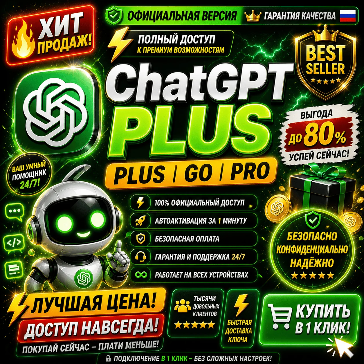 ChatGPT Plus 5.5 | PRO | Активация / Продление / Готовый аккаунт  Мгновенная доставкa
